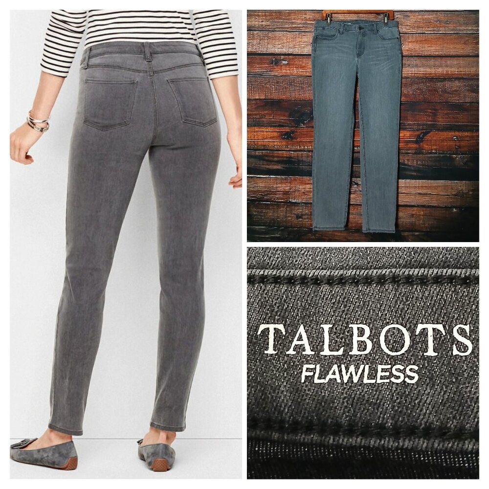 Talbots Flawless Jeans 8 Slim Ankle Mid Rise Gray Denim Stretch
